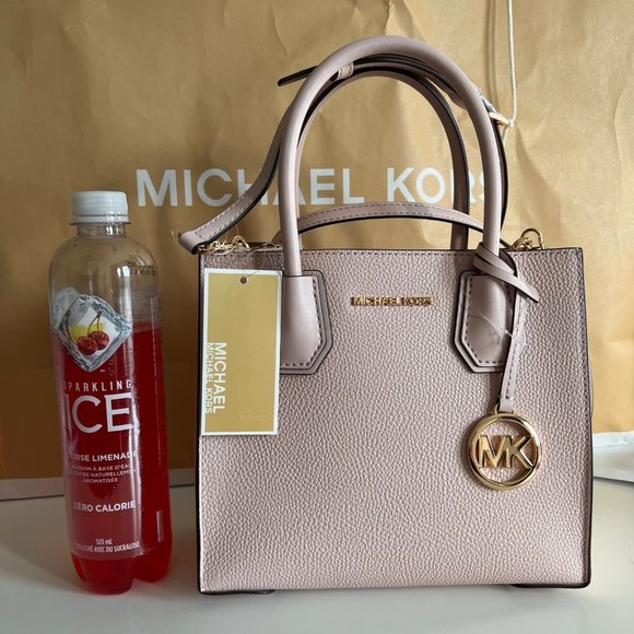 MICHAEL KORS Mercer Medium Pebbled Leather Crossbody Bag Pink - Picture 4 of 16